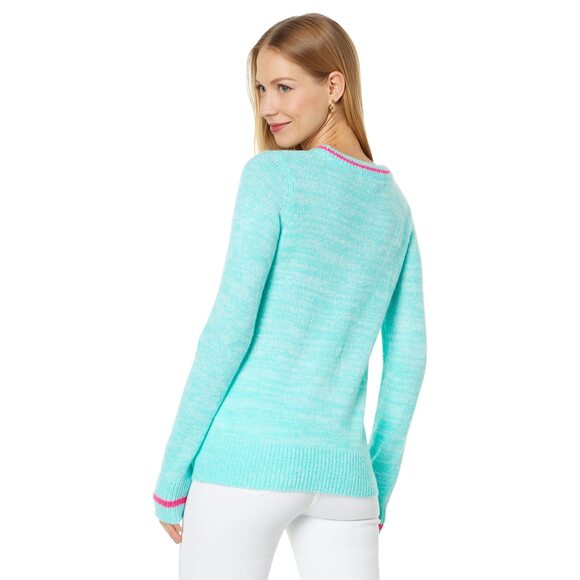 Lilly Pulitzer Rollins Sweater Surf Blue Vacay Ready Intarsia XS - Picture 2 of 3
